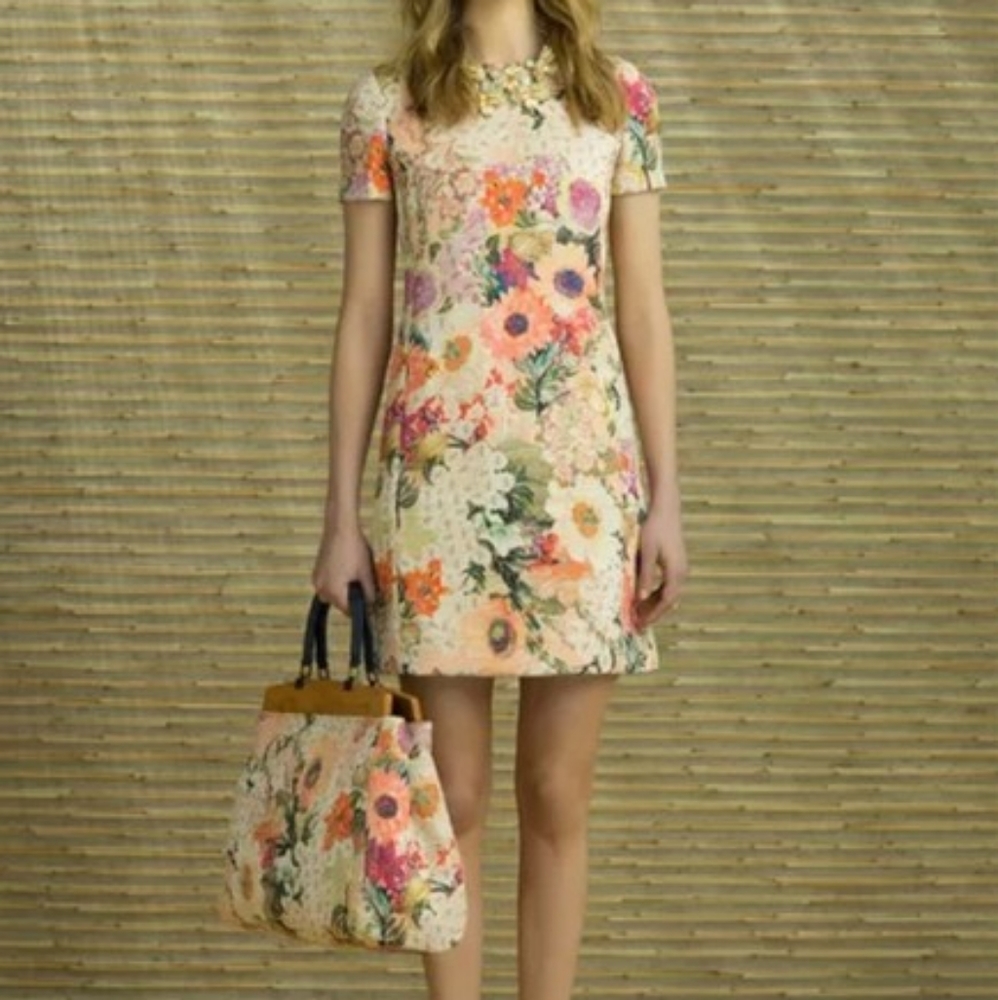 SALE Tori Burch Printed Floral Cotton Blend Tote